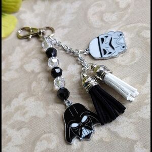 Star Wars Beaded Darth Vader Stormtrooper Purse Bag  Charm Keychain